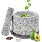 Granite Mortar and Pestle Set with Silicone Pad