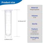5ml Microcentrifuge Tubes - 300 Pack, Clear Vials