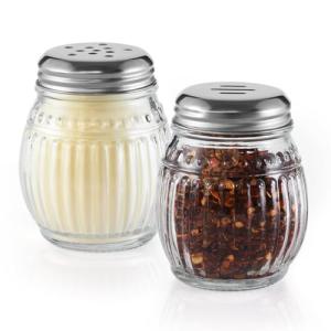 Glass Spice Shakers Set with Stainless Steel Tops