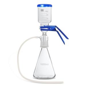 LVDALAB Lab Vacuum Filtration Distillation Apparatus, Borosilicate Glass Vacuum Filtration Assembly Filter Set with 1000ML Filtering Flask, 300ml Graduated Funnel and A Rubber Tube