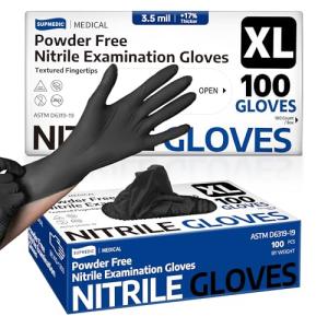 Black Nitrile Exam Gloves – Powder-Free, 100 Pcs