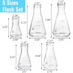 SOUJOY Borosilicate Glass Erlenmeyer Flask Set