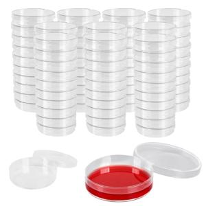 100 Pack Sterile Plastic Petri Dishes with Lids