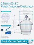 BKMLAB 250mm Vacuum Desiccator with Pressure Gauge