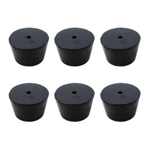 Rubber Stopper with Hole, Tapered Lab Seal Rubber Stoppers 33mm to 41mm Test Tubes Bungs Plug Bottle Stopper for Industrial, Laboratory, Home 6 Pieces - Black