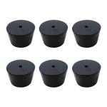 Rubber Stopper with Hole, Tapered Lab Seal Rubber Stoppers 33mm to 41mm Test Tubes Bungs Plug Bottle Stopper for Industrial, Laboratory, Home 6 Pieces - Black