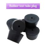 Rubber Stopper with Hole, Tapered Lab Seal Rubber Stoppers 33mm to 41mm Test Tubes Bungs Plug Bottle Stopper for Industrial, Laboratory, Home 6 Pieces - Black