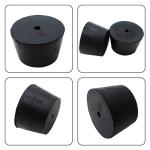 Rubber Stopper with Hole, Tapered Lab Seal Rubber Stoppers 33mm to 41mm Test Tubes Bungs Plug Bottle Stopper for Industrial, Laboratory, Home 6 Pieces - Black
