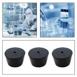 Rubber Stopper with Hole, Tapered Lab Seal Rubber Stoppers 33mm to 41mm Test Tubes Bungs Plug Bottle Stopper for Industrial, Laboratory, Home 6 Pieces - Black