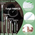 HINZIC 140PCS Foam Cleaning Swabs 4 Types Microfiber Knitted Polyester Cleanroom Swab Sticks Head Lab Swab for Electronics, Printer, Gun, Camera, Optics Lens, Watch, Arts and Crafts, Car Detailing