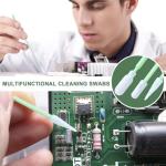 HINZIC 140PCS Foam Cleaning Swabs 4 Types Microfiber Knitted Polyester Cleanroom Swab Sticks Head Lab Swab for Electronics, Printer, Gun, Camera, Optics Lens, Watch, Arts and Crafts, Car Detailing