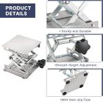 FLKQC Lift Table Lab Stand Lifter, Scissor Lifting Jack Platform 4"X 4", Stainless Steel Laboratory Support Jack Platform with Black Hand Wheel, Expandable 45mm to 150mm