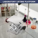 FLKQC Lift Table Lab Stand Lifter, Scissor Lifting Jack Platform 4"X 4", Stainless Steel Laboratory Support Jack Platform with Black Hand Wheel, Expandable 45mm to 150mm