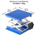 Labasics Lab Jack, 6x6 inch Anodized Aluminum Laboratory Support Jack Lift Table Top Deck Jack Scissor Stand Platform with 10 KG Support Weight, 2.4 to 10.2 inch Lift Range