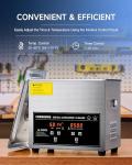 CREWORKS 3L Digital Ultrasonic Cleaning Machine with Heater and Timer, 120W Stainless Steel Ultrasonic Cleaner Machine, 0.8 gal Ultrasonic Parts Cleaner for Retainer Glasses Jewelry Lab Tool More