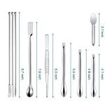 25 Pcs Stainless Steel Lab Spatula Micro Scoop Set Laboratory Tiny Mixing Spatula with Tweezers Long Sampling Spoon for Powders Gel Cap Capsule Filler (25Pcs)