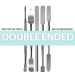 SURGICAL ONLINE Metal Spatula 5 pcs Set Kit Tools - Stainless Steel Double-Sided Tools, High Mirror Finish, Built-in Finger Grips.