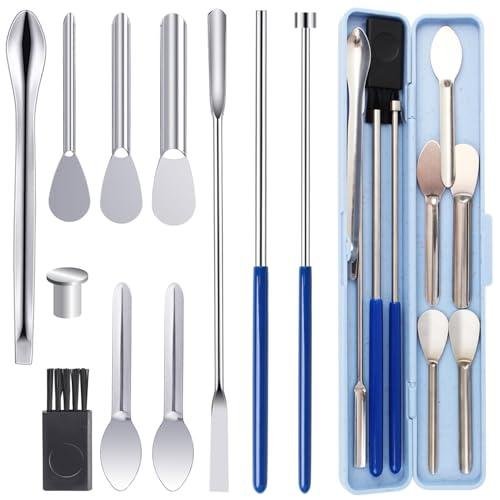11Pcs Capsule Filling Machine Kit for Pill Filler All Sizes # 000 00 0 1 2 3 4 5- Micro lab Spoons Spatula Tool for Gel Capsules Empty Quickly Fill Tray with Herb Powder Tamper Tools
