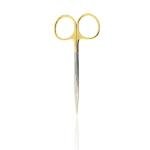 Cynamed TC Iris Micro Dissecting Scissors with Tungsten Carbide Inserts and Gold Rings - Premium Quality - Perfect for Fine Precision Tissue Dissection, Suture Removal (4.5 in. - Straight Blades)