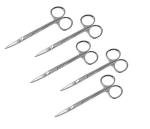 Cynamed Iris Micro Dissecting Precision Lab Scissors, Fine Point Straight - Perfect for Doctors, Nurses, EMS, Students, Education & Training and More (Pack of 5)