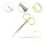 Cynamed TC Iris Micro Dissecting Scissors with Tungsten Carbide Inserts and Gold Rings - Premium Quality - Perfect for Fine Precision Tissue Dissection, Suture Removal (4.5 in. - Straight Blades)