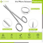Cynamed Iris Micro Dissecting Precision Lab Scissors, Fine Point Straight - Perfect for Doctors, Nurses, EMS, Students, Education & Training and More (Pack of 5)