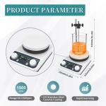 Lab Digital 536℉/280℃ Magnetic Stirrer Hot Plate 3L Magnetic Mixer 5in Hotplate Knob Control 50-1500RPM | Probe Sensor,Support Stand,Stir Bar Included,110V
