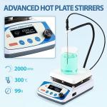 BAOSHISHAN 6.6 Inch Magnetic Stirrer Hot Plate with Timer, 6L Stirring Capacity 300C/572F Hotplate with 3 Stirring Bar, Stir Bar Retriever, Thermal Probe and Support Stand 110V