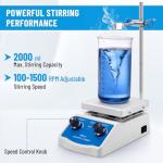 eLabPal Magnetic Stirrer Hot Plate Mixer, 2000mL Stirring Capacity Lab Magnetic Hotplate Stirrer, 270°C/520°F Hotplate and 100-1500 RPM Lab Stirrers with Stir Bar and Fuse