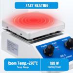 eLabPal Magnetic Stirrer Hot Plate Mixer, 2000mL Stirring Capacity Lab Magnetic Hotplate Stirrer, 270°C/520°F Hotplate and 100-1500 RPM Lab Stirrers with Stir Bar and Fuse