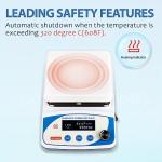 BAOSHISHAN 6.6 Inch Magnetic Stirrer Hot Plate with Timer, 6L Stirring Capacity 300C/572F Hotplate with 3 Stirring Bar, Stir Bar Retriever, Thermal Probe and Support Stand 110V