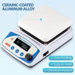 BAOSHISHAN 6.6 Inch Magnetic Stirrer Hot Plate with Timer, 6L Stirring Capacity 300C/572F Hotplate with 3 Stirring Bar, Stir Bar Retriever, Thermal Probe and Support Stand 110V