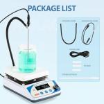 BAOSHISHAN 6.6 Inch Magnetic Stirrer Hot Plate with Timer, 6L Stirring Capacity 300C/572F Hotplate with 3 Stirring Bar, Stir Bar Retriever, Thermal Probe and Support Stand 110V