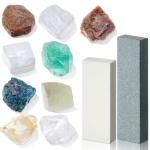 Landical Moh's Hardness Test Kit 11 Piece Mineral Hardness Kit Include 9 Rock Mineral Specimens and 2 Unglazed Porcelain Streak Plates for Exploring Identifying Studying Geology and Earth Science