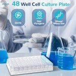 Tellegloww 2 Pack Disposable Sterile Flat Tissue Cell Culture Plates with Lid Tissue Culture Treated Plate for Lab Cell Culture, Clear (48 Well)
