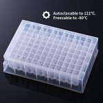 CryoKing Deep Well Plate, 96PCS 2,2ml Plastic Storage Plates, Square 24 Wells, U Bottom, No Cap, Pack of 96