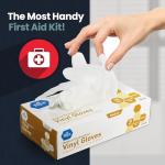 MED PRIDE Medical Vinyl Examination Gloves (Medium, 100-Count) Latex & Rubber Free, Ultra-Strong, Clear Disposable Powder-Free Gloves for Healthcare & Food Handling Use