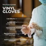 London Labs Medical Clear Vinyl Gloves, (Case of 1000) Powder Free & Latex Free, Disposable, Food Safe (Medium)