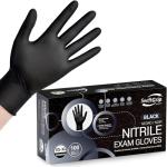 SwiftGrip Disposable Nitrile Exam Gloves, Black Nitrile Gloves Disposable Latex Free for Medical, Cooking & Esthetician, Food-Safe Rubber Gloves, Powder Free, Non-Sterile, 100-ct Box (Large)