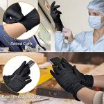 Borje Black Nitrile Disposable Gloves, 4 Mil Medical Exam Gloves, Latex & Powder-Free, Food Safe, Textured Fingertips, Cleaning, Medium, 100 Count