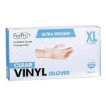 ForPro Disposable Vinyl Gloves, Clear, Industrial Grade, Powder-Free, Latex-Free, Non-Sterile, Food Safe, 2.75 Mil. Palm, 3.9 Mil. Fingers, X-Large, 100-Count