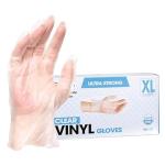 ForPro Disposable Vinyl Gloves, Clear, Industrial Grade, Powder-Free, Latex-Free, Non-Sterile, Food Safe, 2.75 Mil. Palm, 3.9 Mil. Fingers, X-Large, 100-Count