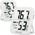 Antonki Digital Thermometers and Humidity Monitors - 2 Pack