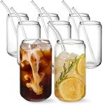 8-Pack Can-Shaped Drinking Glasses with Straws
