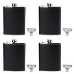 4 Pack Stainless Steel Hip Flasks with Funnel