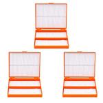 3-Pack Microscope Slide Holder Box - Orange 100 Places