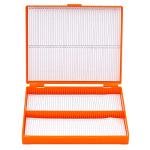 3-Pack Microscope Slide Holder Box - Orange 100 Places