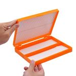 3-Pack Microscope Slide Holder Box - Orange 100 Places