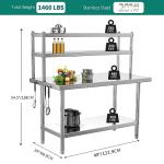 YITAHOME Stainless Steel Prep Table with Shelves