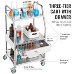 VEVOR 3-Shelf Stainless Steel Utility Cart with Wheels